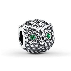 PANDORA - Wise Owl Charm Green CubicZirconia Stone